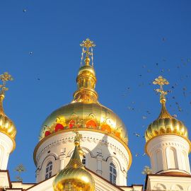 Купола самого нового храма Почаевской лавры - Преображенского Паломничество. Почаев 30.12.2014 - 03.01.2015 г.