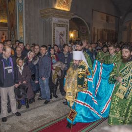 Вечерня в Преображенском соборе Почаевской лавры Паломническая поездка в Почаевскую лавру. 30.12.2017 - 03.01.2018 г.