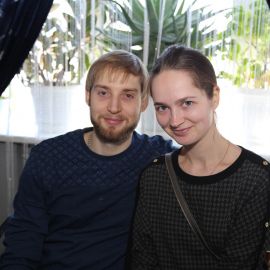 Дочь отца Виктора с супругом, священником Празднование Пасхи и презентация новой книги отца Виктора. 09.04.2018 г.