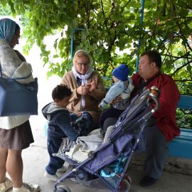 И маленькие паломники с родителями тоже готовы двигаться в путь Выезд на природу, 4.09.2021 г.